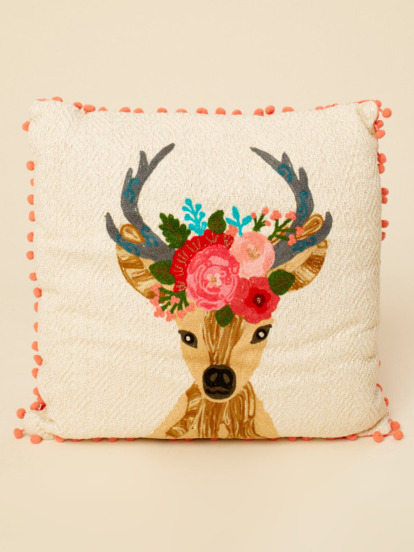 Floral Crown Deer Pillow