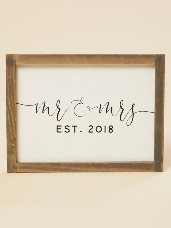 Mr. and Mrs. Established 2018 Wall Art