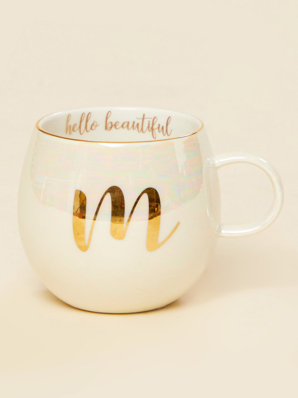 Hello Beautiful Iridescent Monogram Mug - M