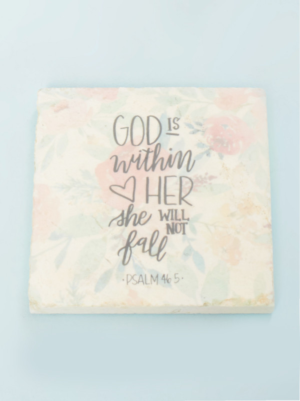 God is Within Her Floral Coaster