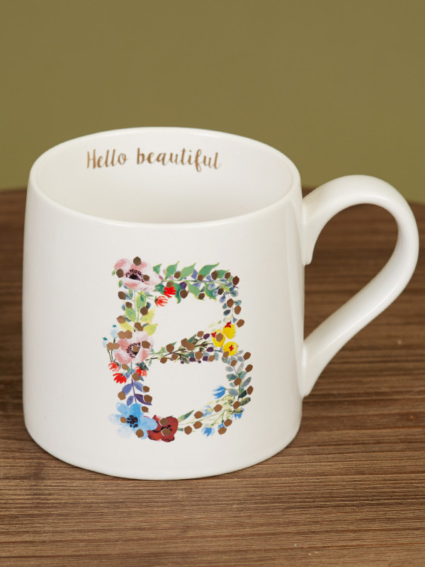 Hello Beautiful Monogram Mug - B