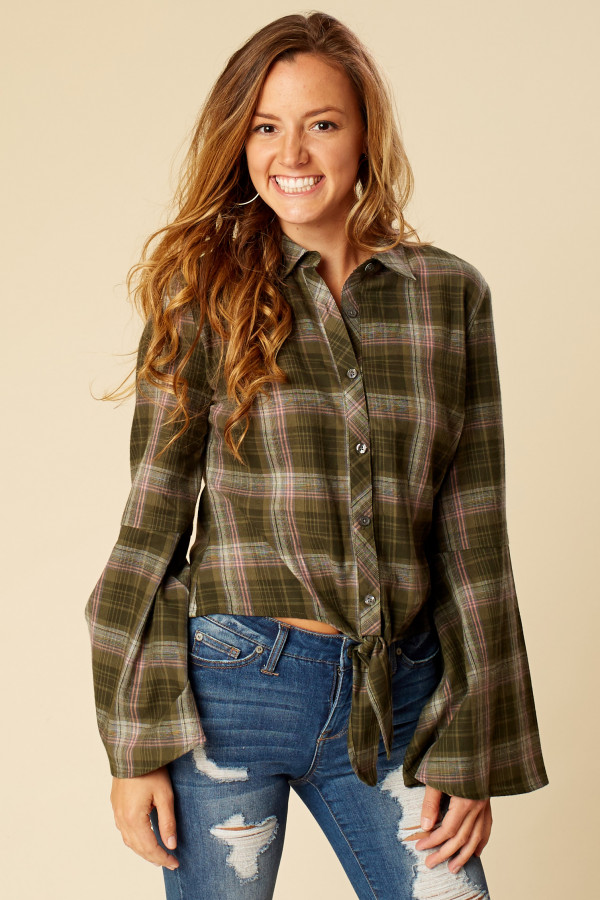 Altar'd State Heritage Plaid Knot Top