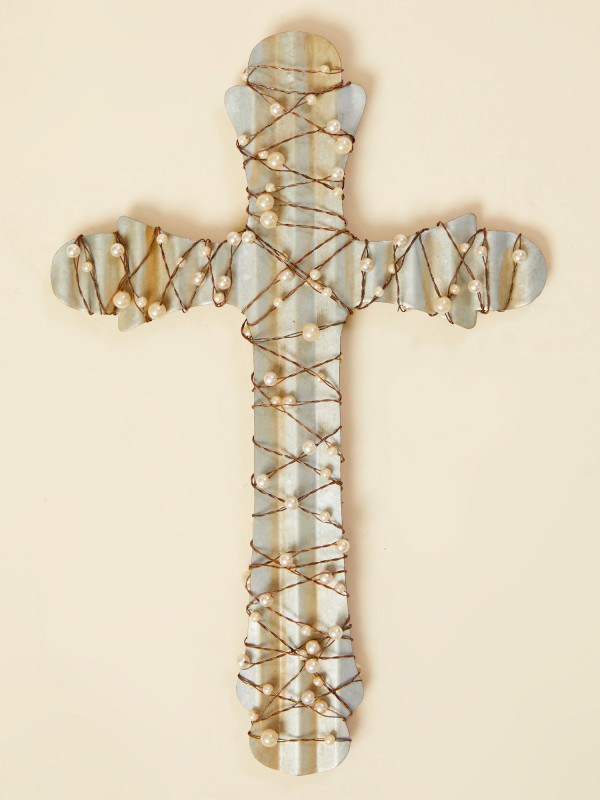 Pearl Wrapped Metal Cross